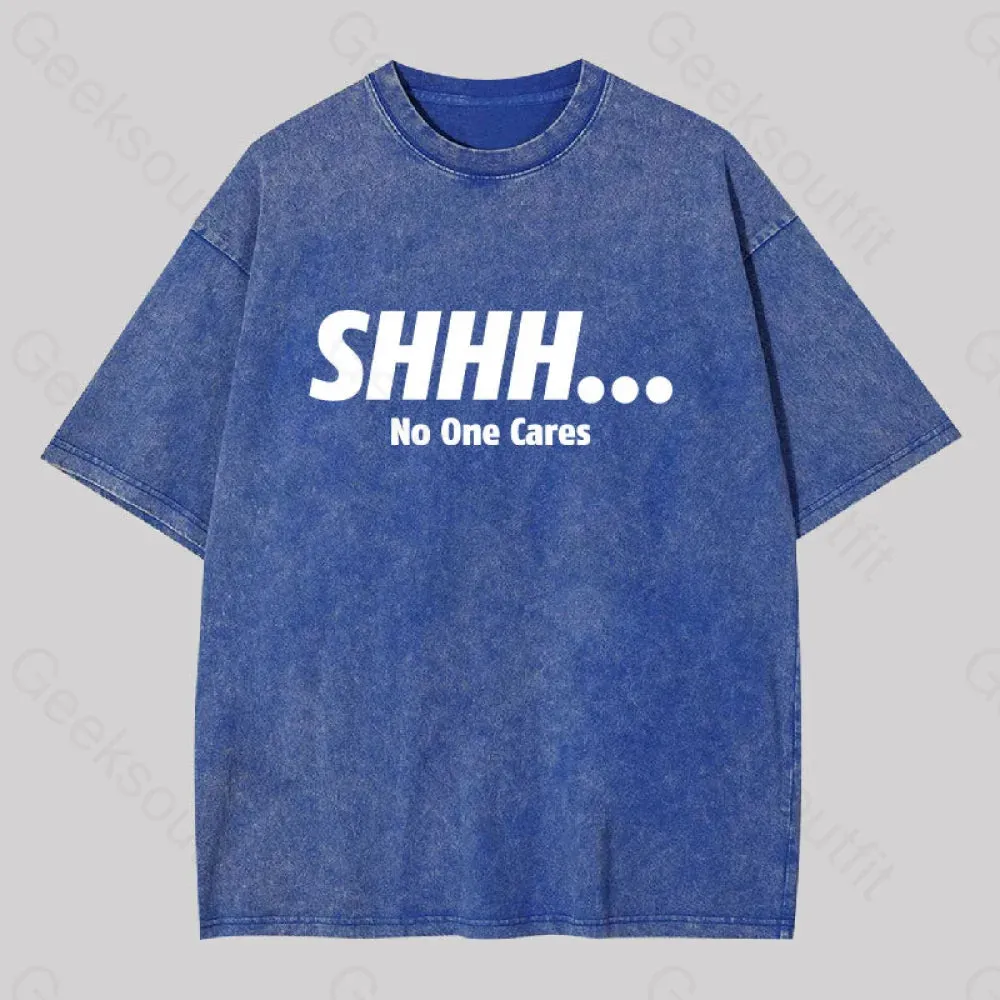 Shhh No One Cares Washed T-shirt - Image 2