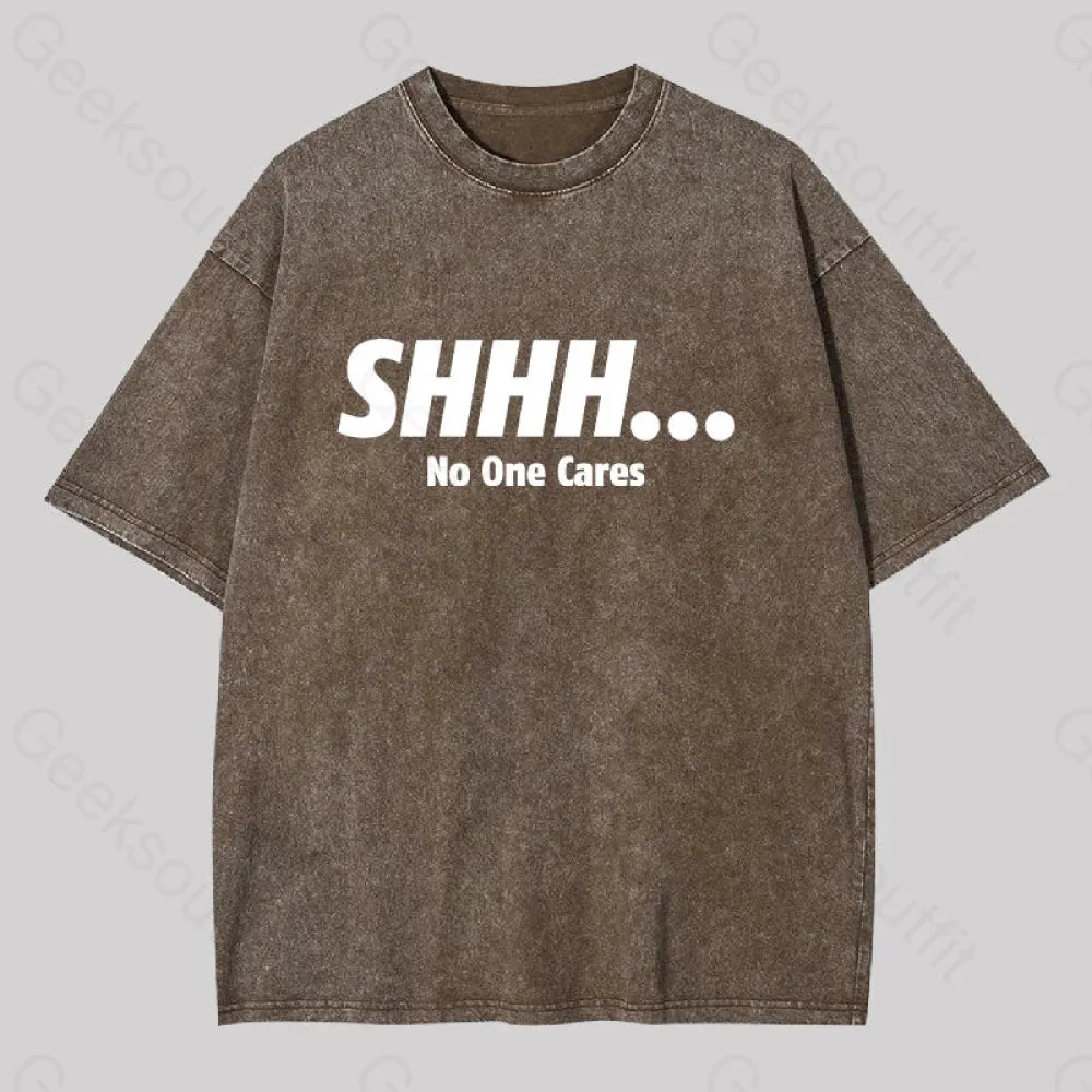 Shhh No One Cares Washed T-shirt - Image 5