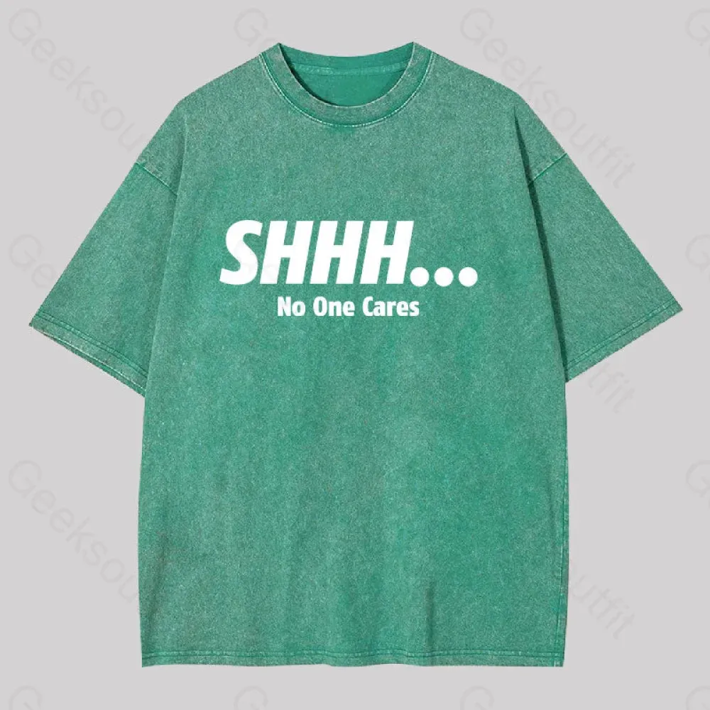 Shhh No One Cares Washed T-shirt - Image 3