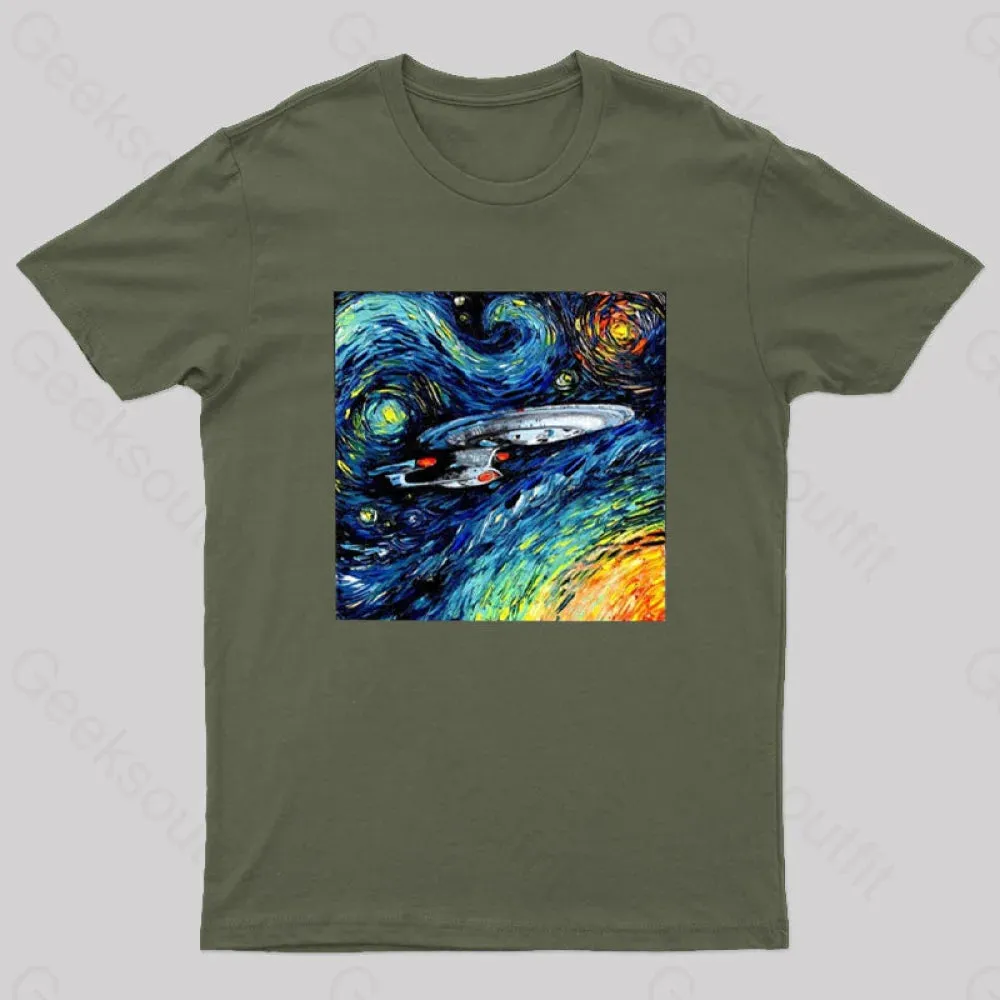 Starry Sky Psychedelic Spaceship T-Shirt - Image 3