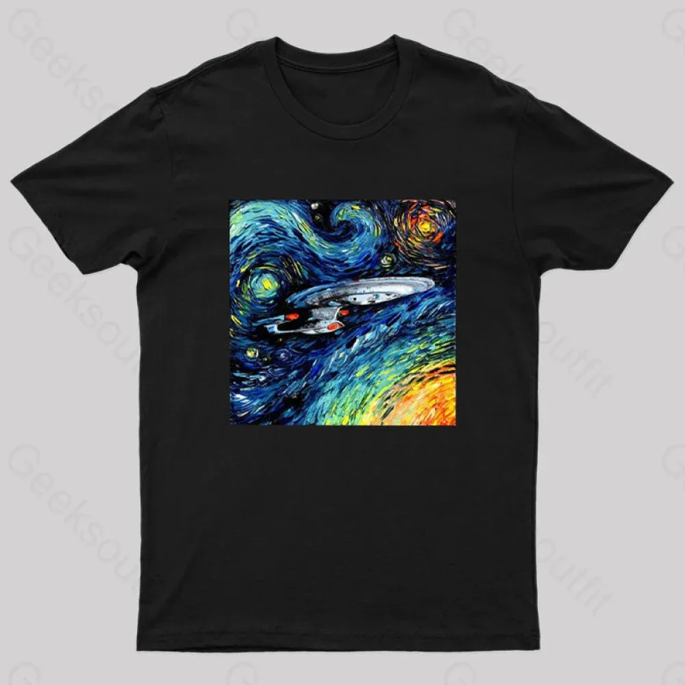 Starry Sky Psychedelic Spaceship T-Shirt