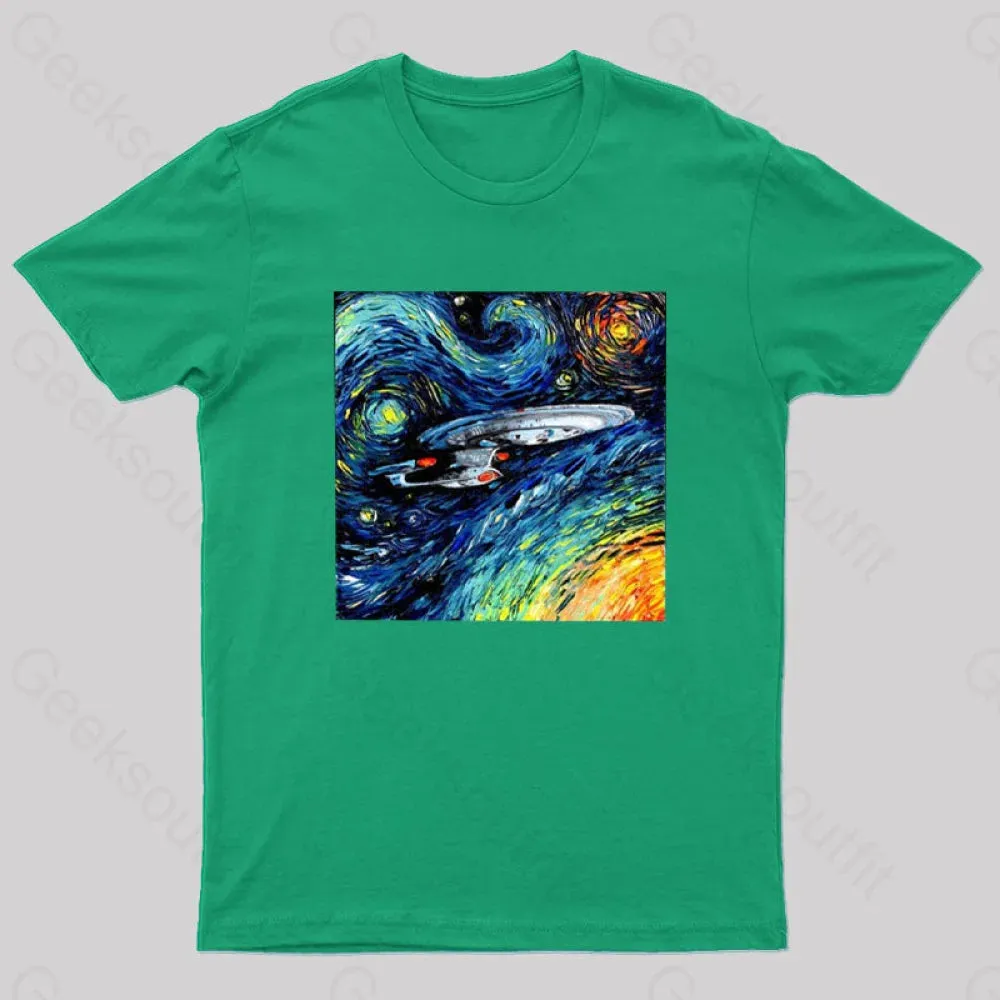 Starry Sky Psychedelic Spaceship T-Shirt - Image 8