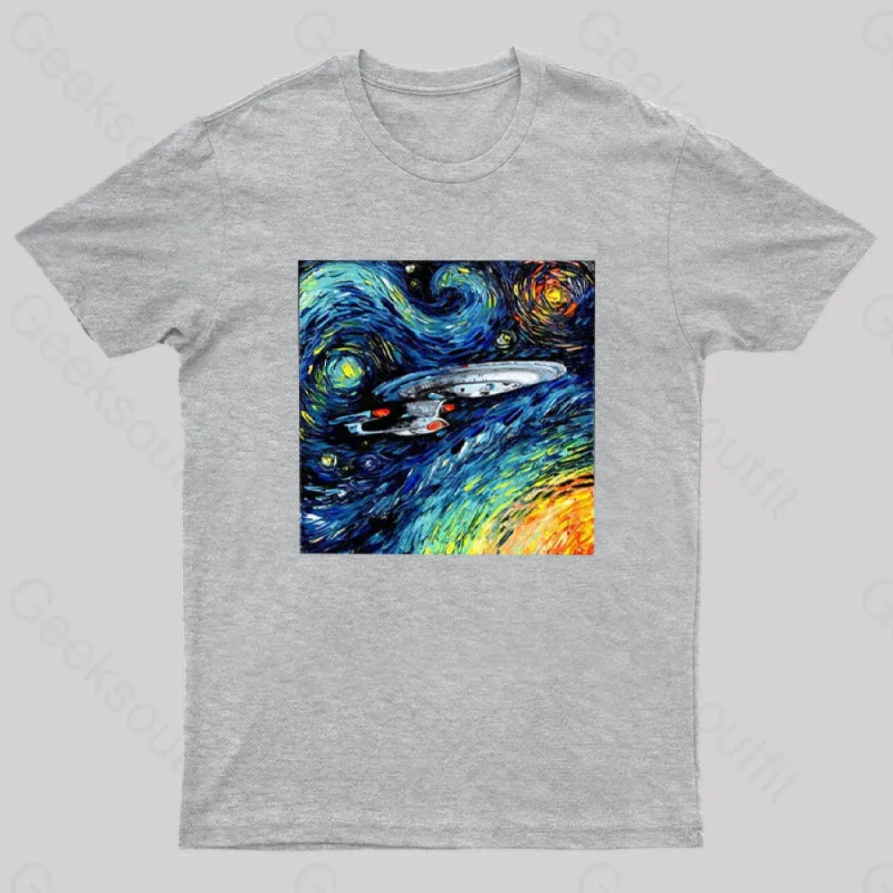 Starry Sky Psychedelic Spaceship T-Shirt - Image 10