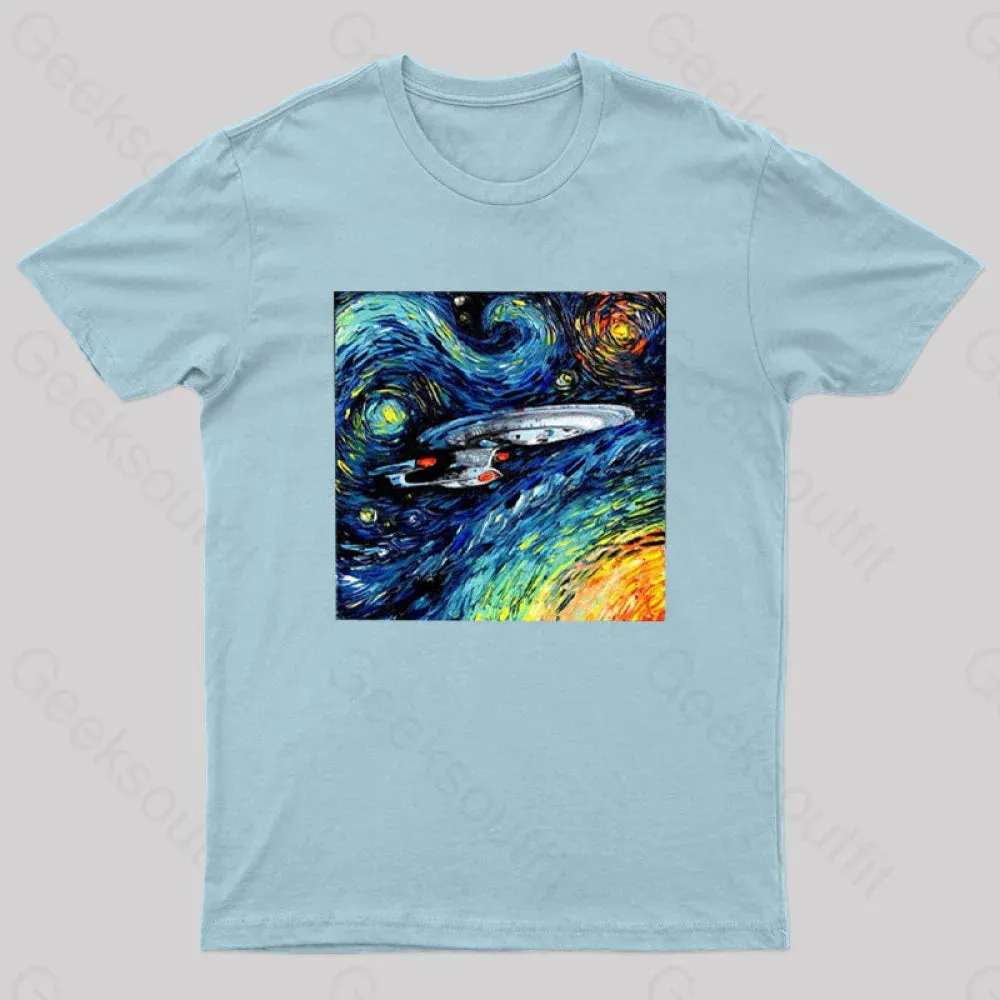 Starry Sky Psychedelic Spaceship T-Shirt - Image 9