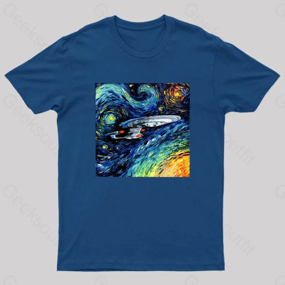Starry Sky Psychedelic Spaceship T-Shirt - Image 2
