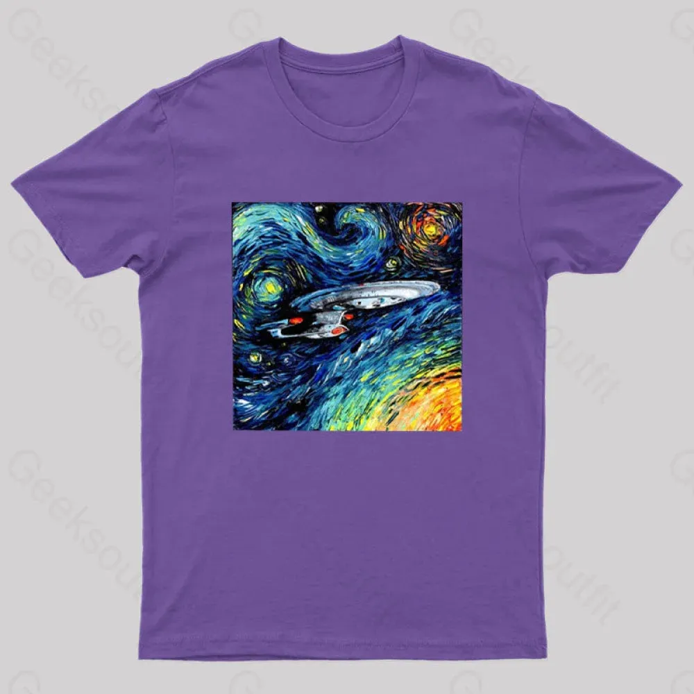 Starry Sky Psychedelic Spaceship T-Shirt - Image 6