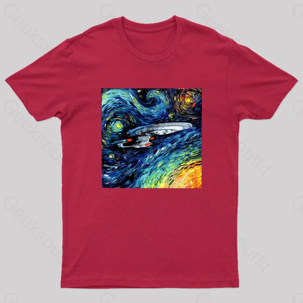 Starry Sky Psychedelic Spaceship T-Shirt - Image 7