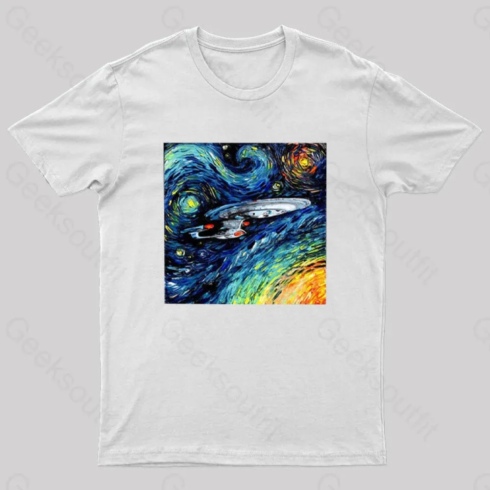 Starry Sky Psychedelic Spaceship T-Shirt - Image 11