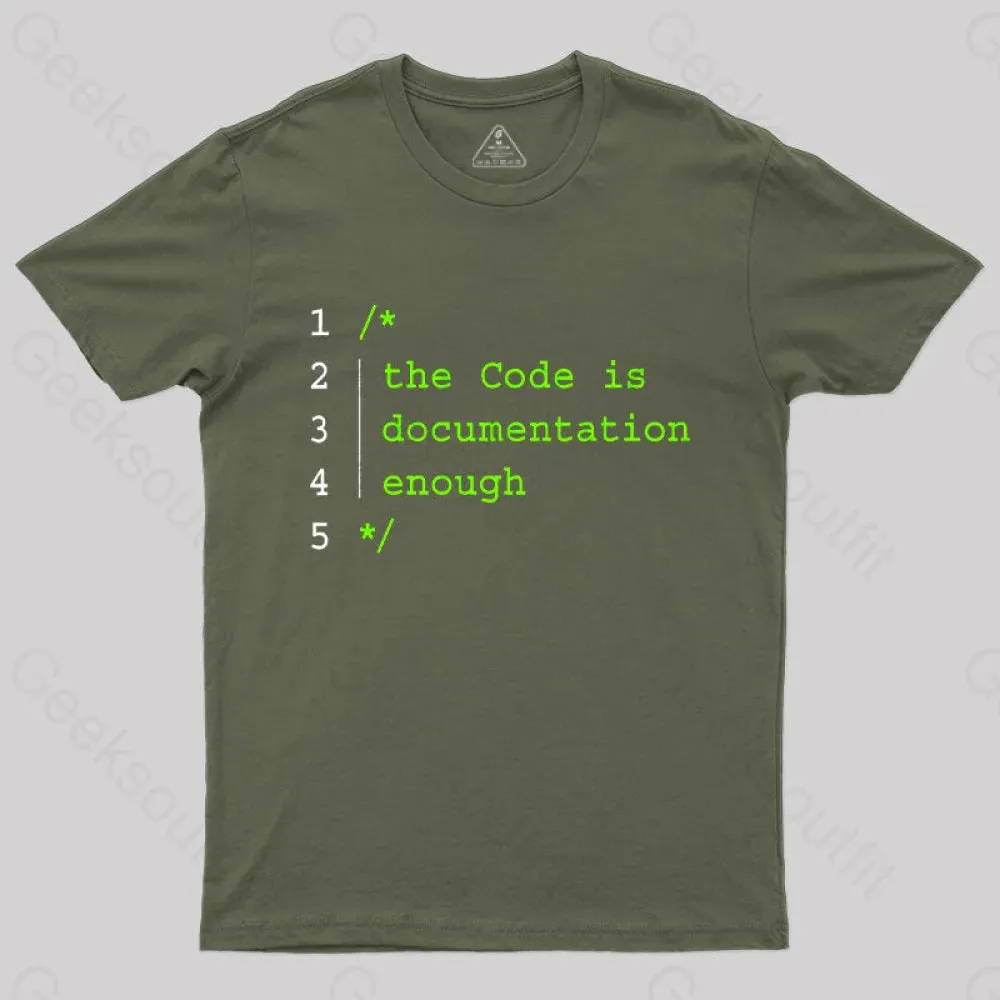 The Code Is Documentation Enough Nerd T-Shirt - Image 3