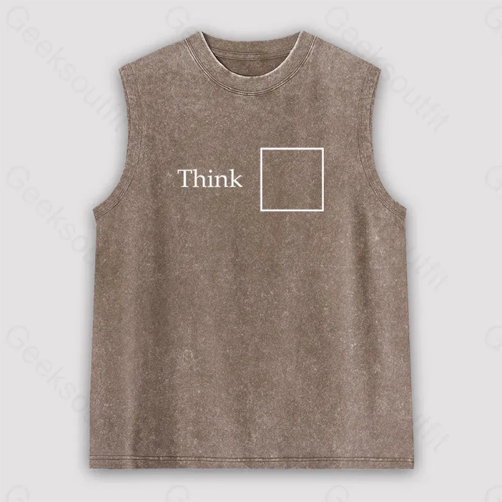 Think Outside the Box Unisex Washed Tank - Image 3