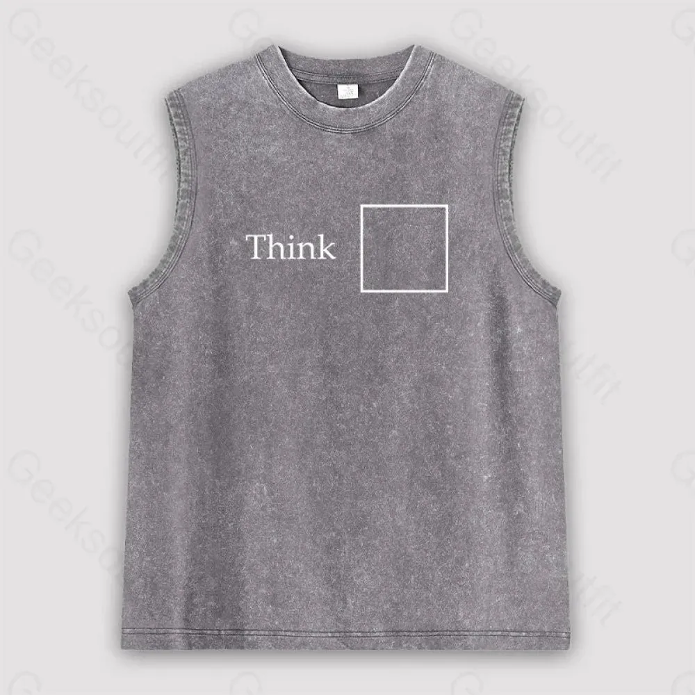 Think Outside the Box Unisex Washed Tank - Image 2