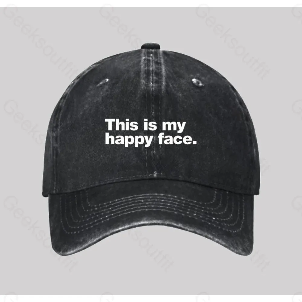 This is my happy face Washed Vintage Baseball Cap - Image 2