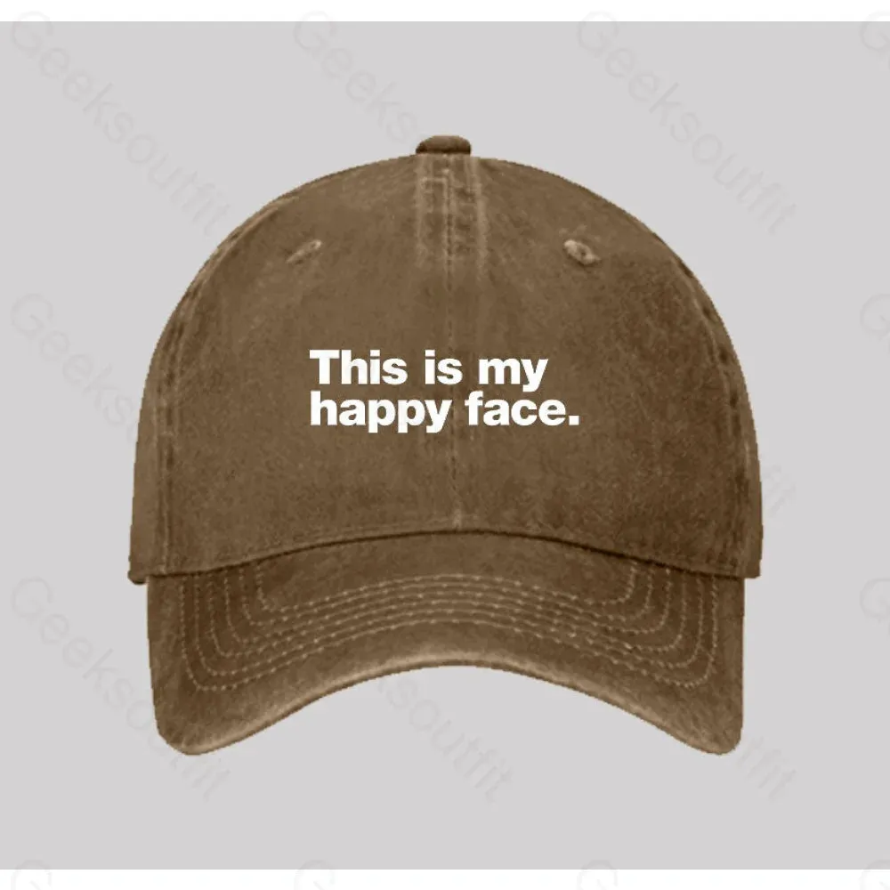 This is my happy face Washed Vintage Baseball Cap - Image 5