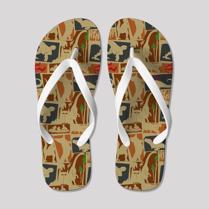 Vintage Jurassic Adventure Geek Flip Flops - Image 2