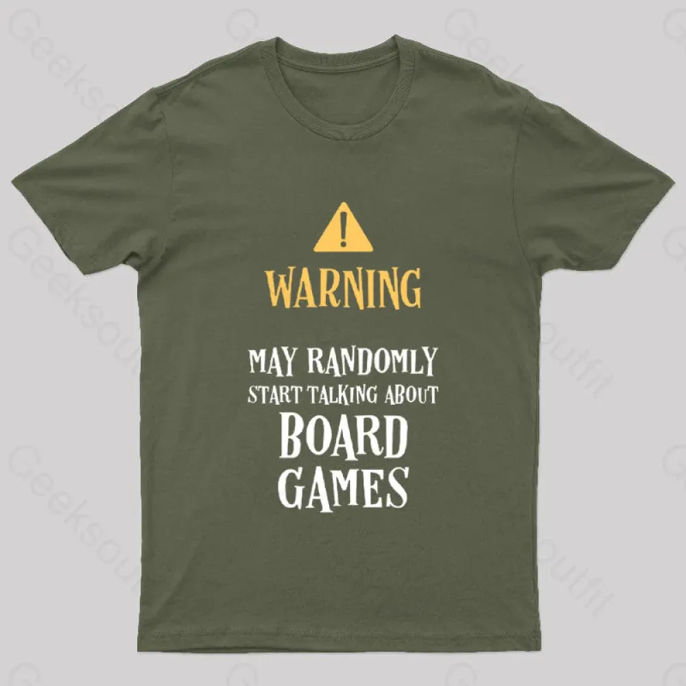 Warning May Randomly Talk About Board Games Nerd T-Shirt - Image 3