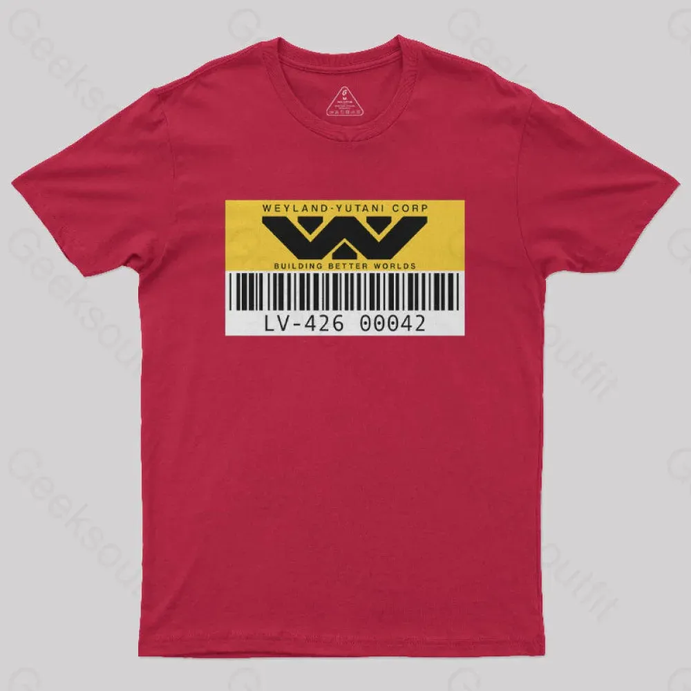 Alternative view of Weyland Yutani Asset tag Geek T-Shirt