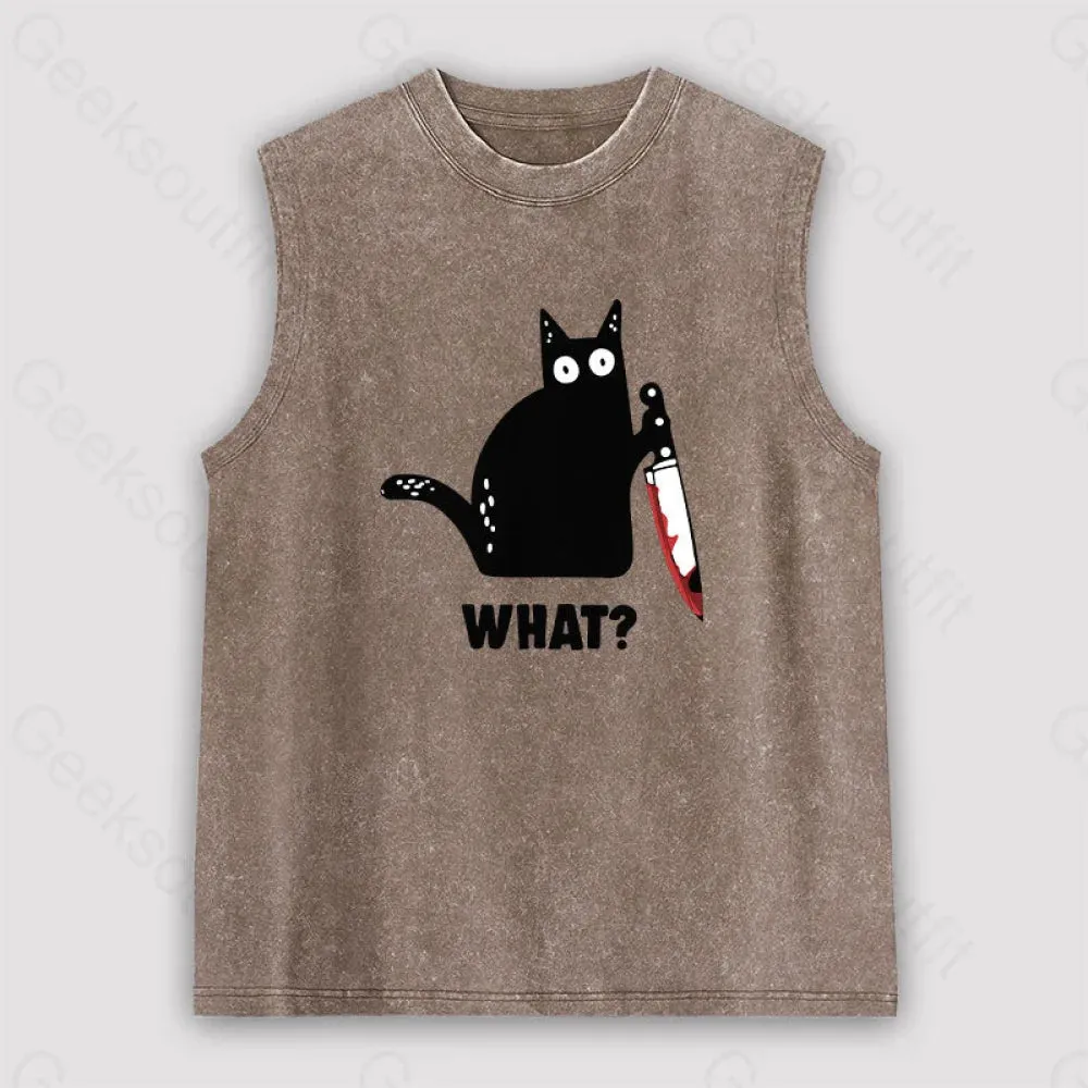 What Cat Funny Unisex Washed Tank - Image 2