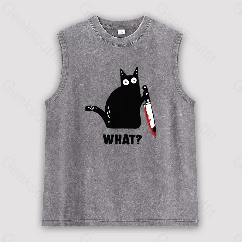 What Cat Funny Unisex Washed Tank