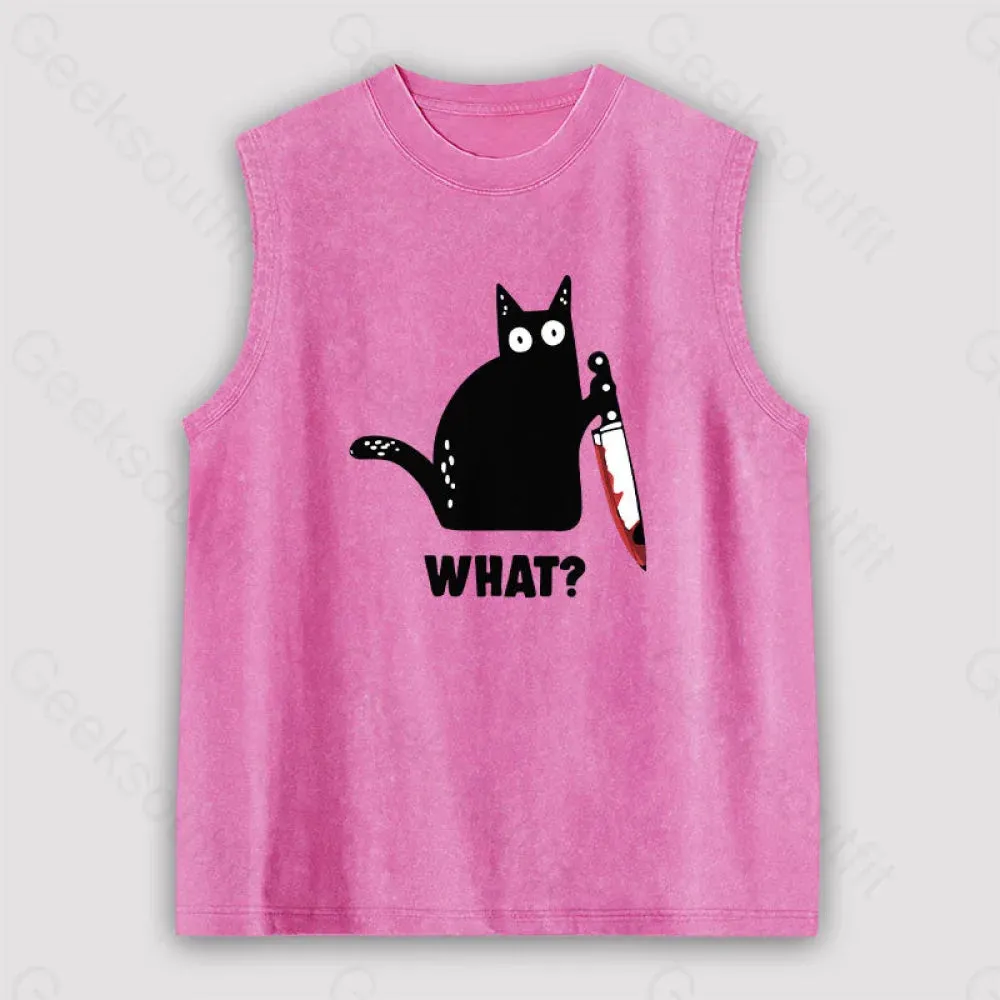 What Cat Funny Unisex Washed Tank - Image 3