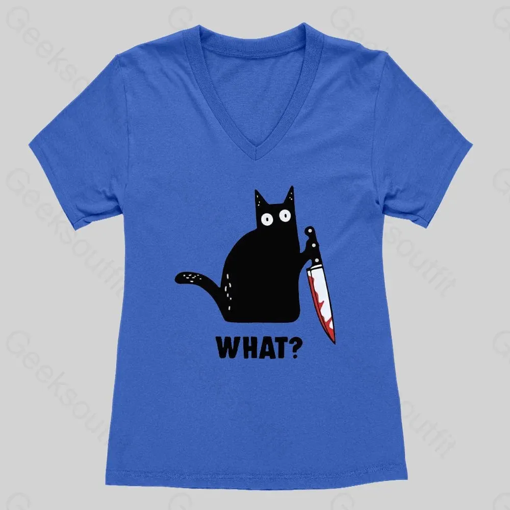 What Cat Funny Women's V-Neck T-shirt - Image 2