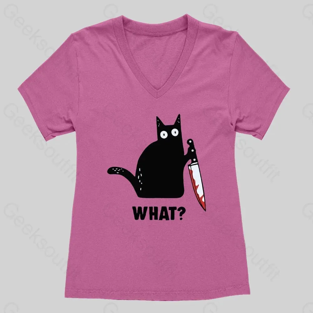 What Cat Funny Women's V-Neck T-shirt - Image 3
