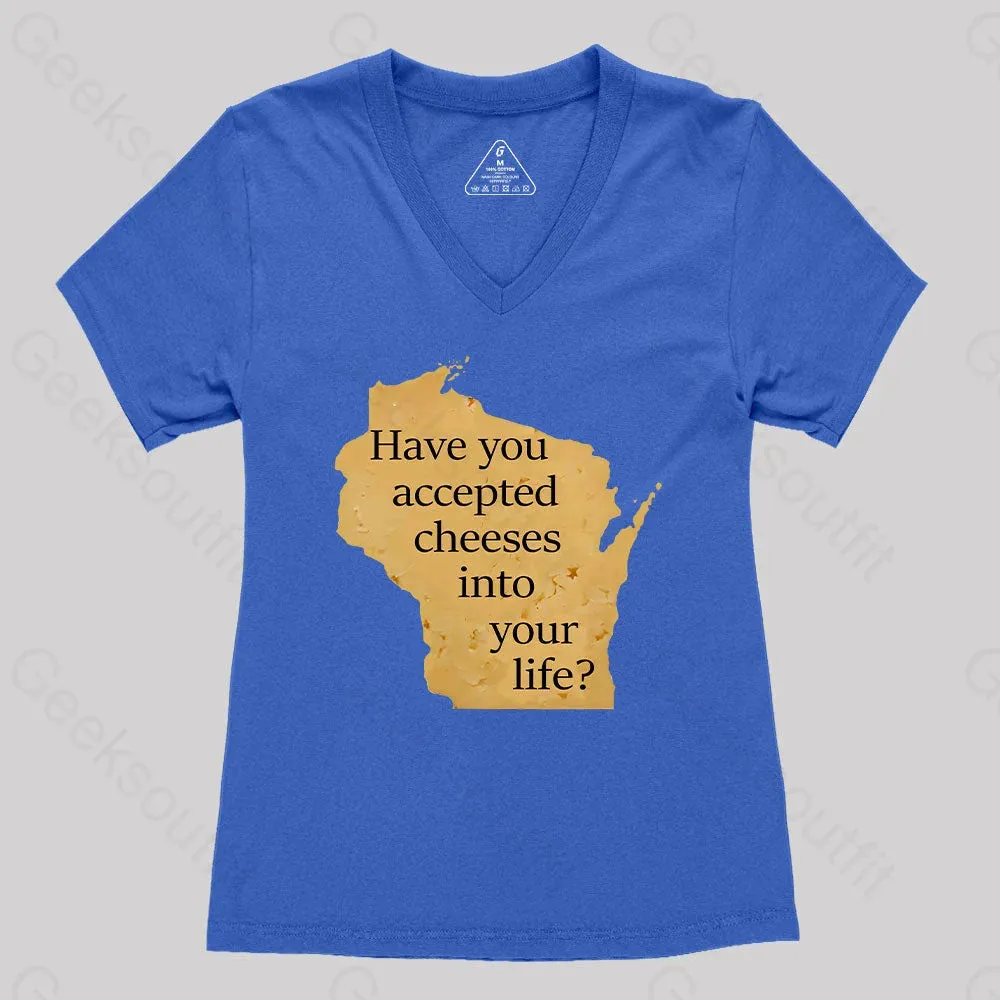 Wisconsin Cheese Pun Women's V-Neck T-shirt - Image 4