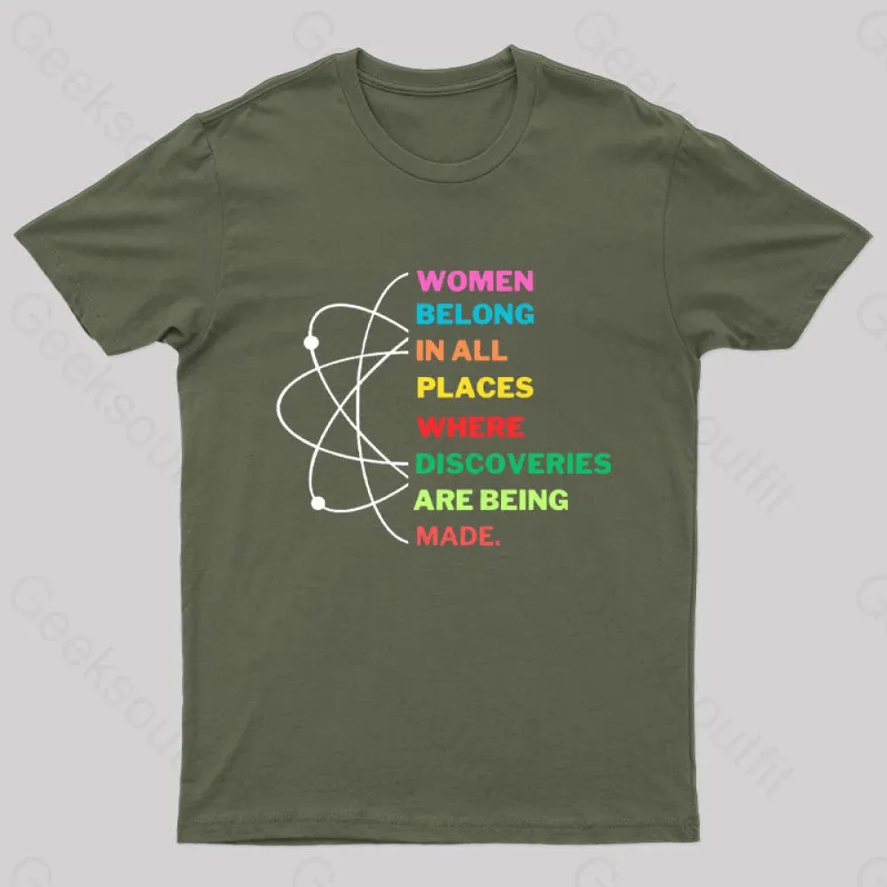 Women Belong in Science Nerd T-Shirt - Image 2