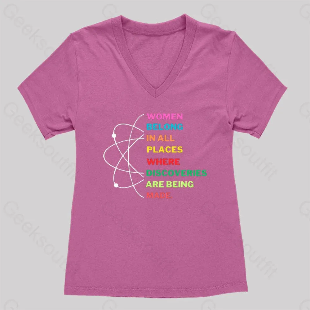 Women Belong in Science Women's V-Neck T-shirt - Image 3