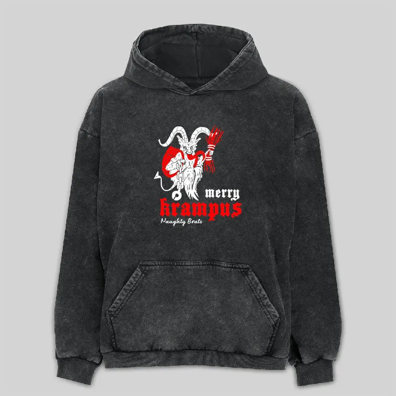Merry Christmas Krampus Washed Hoodie